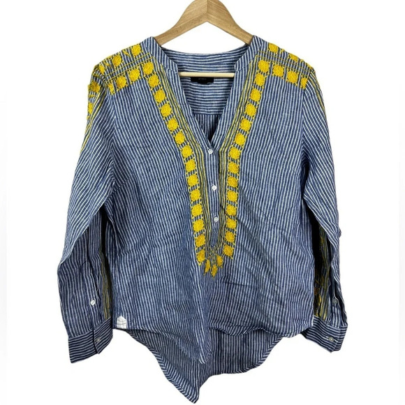 J. Crew • Embroidered V-neck Tunic in Stripe - Picture 1 of 10